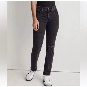 Madewell The Mid-Rise Perfect Vintage Straight Jean Rosella Wash Ripped 25